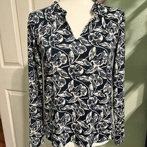 Banana Republic Blue and White Floral Blouse, Size XS